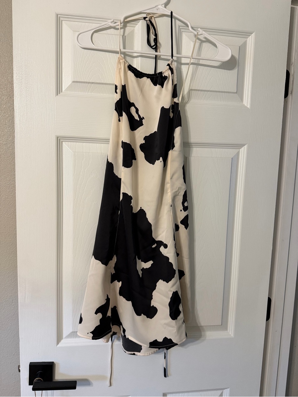Urban Outfitters Black and Cream Cow Print Slip Dress